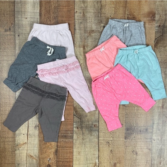 Carter's 3 Months Baby Pants Joggers Leggings Ruffle Bottom Bundle Set of 8 - Picture 1 of 8